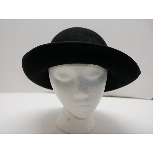 VTG Street Smart by Betmar Ladies Bowler Hat Black Floral 100% Wool Felt USA - Picture 3 of 13